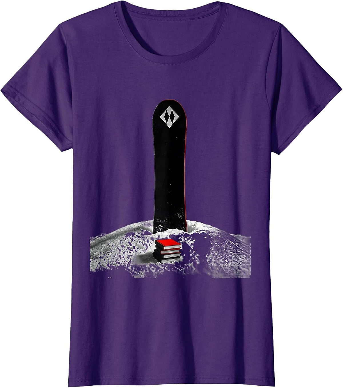 Women's Snowboard Monument Minimalist Winter Sports Humor T-Shirt - Purple