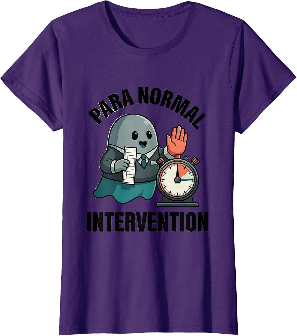 Women's Para Normal Intervention Funny Ghost Paraprofessional T-Shirt - Purple