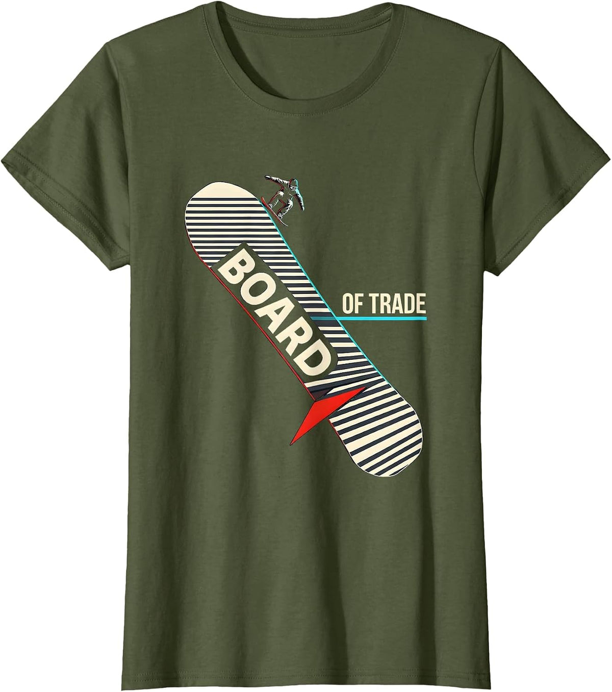 Women's Board Of Trade New Wave Snowboarder Winter Sports Pride T-Shirt - Olive Green