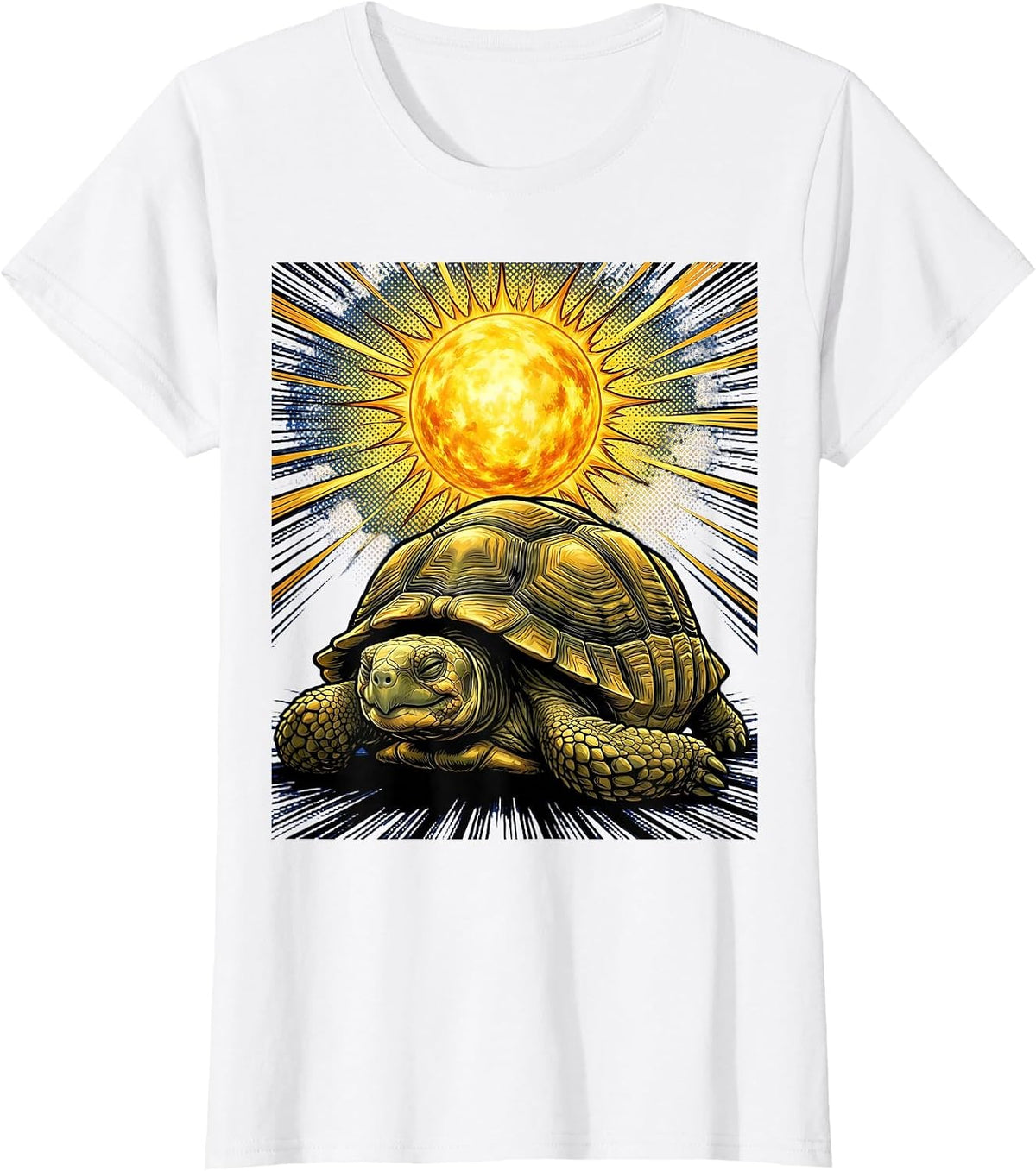 Tortoise Napping Under a Sunny Blue Sky T-Shirt - White