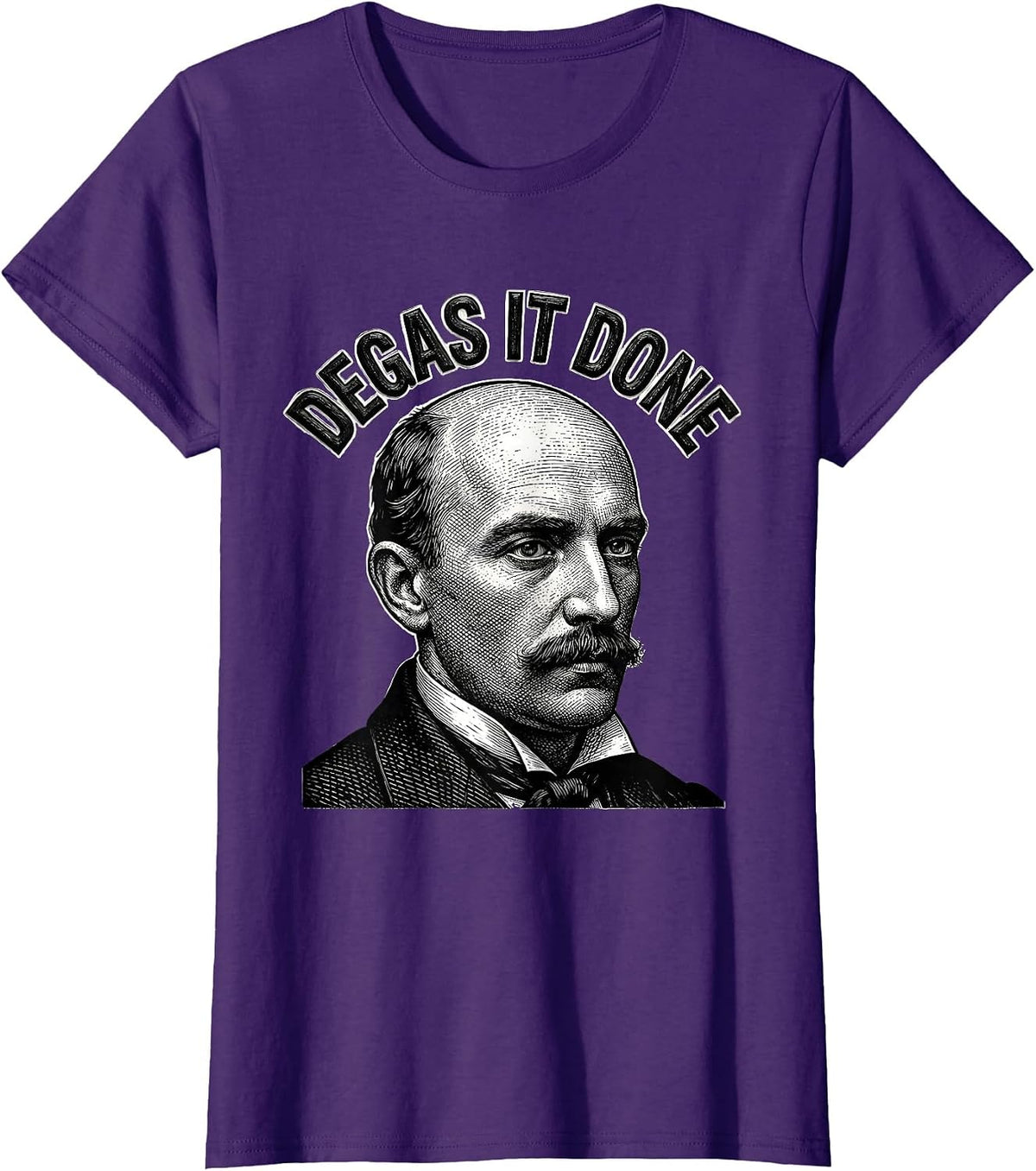 Women's Degas It Done Woodcut Engraving Art History Humor T-Shirt - Purple
