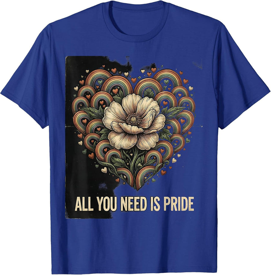 All You Need Is Pride Vintage LGBTQ Design T-Shirt - Royal Blue