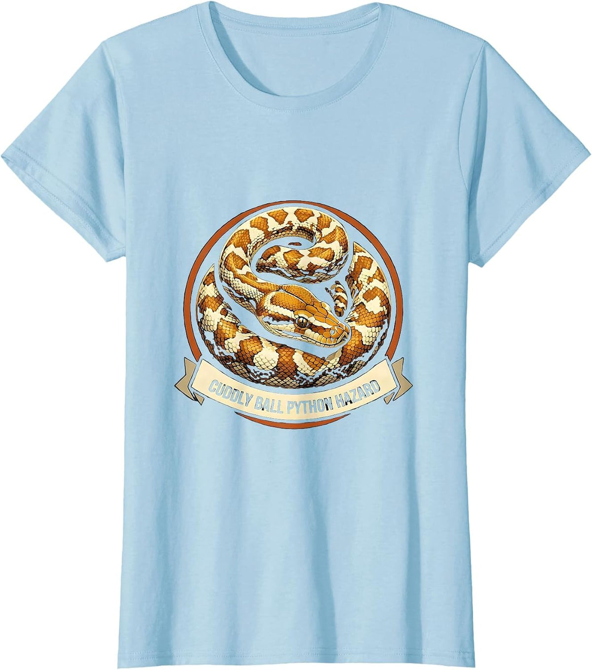Cuddly Ball Python Hazard Funny Snake Lover Reptile Humor T-Shirt - Baby Blue
