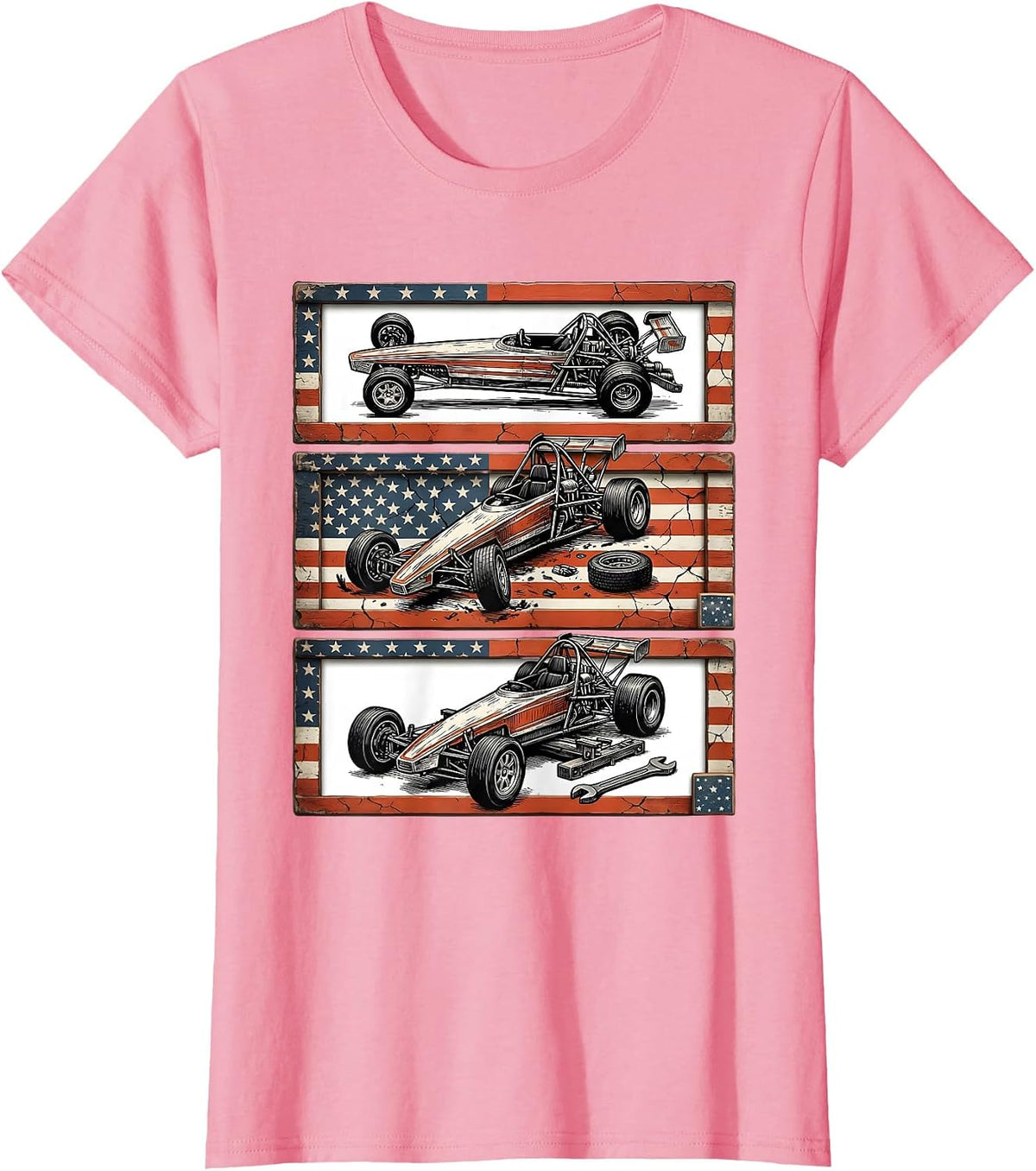 Women's RC Dragster Chassis Repair Patriotic Hobbyist Gift T-Shirt - Pink