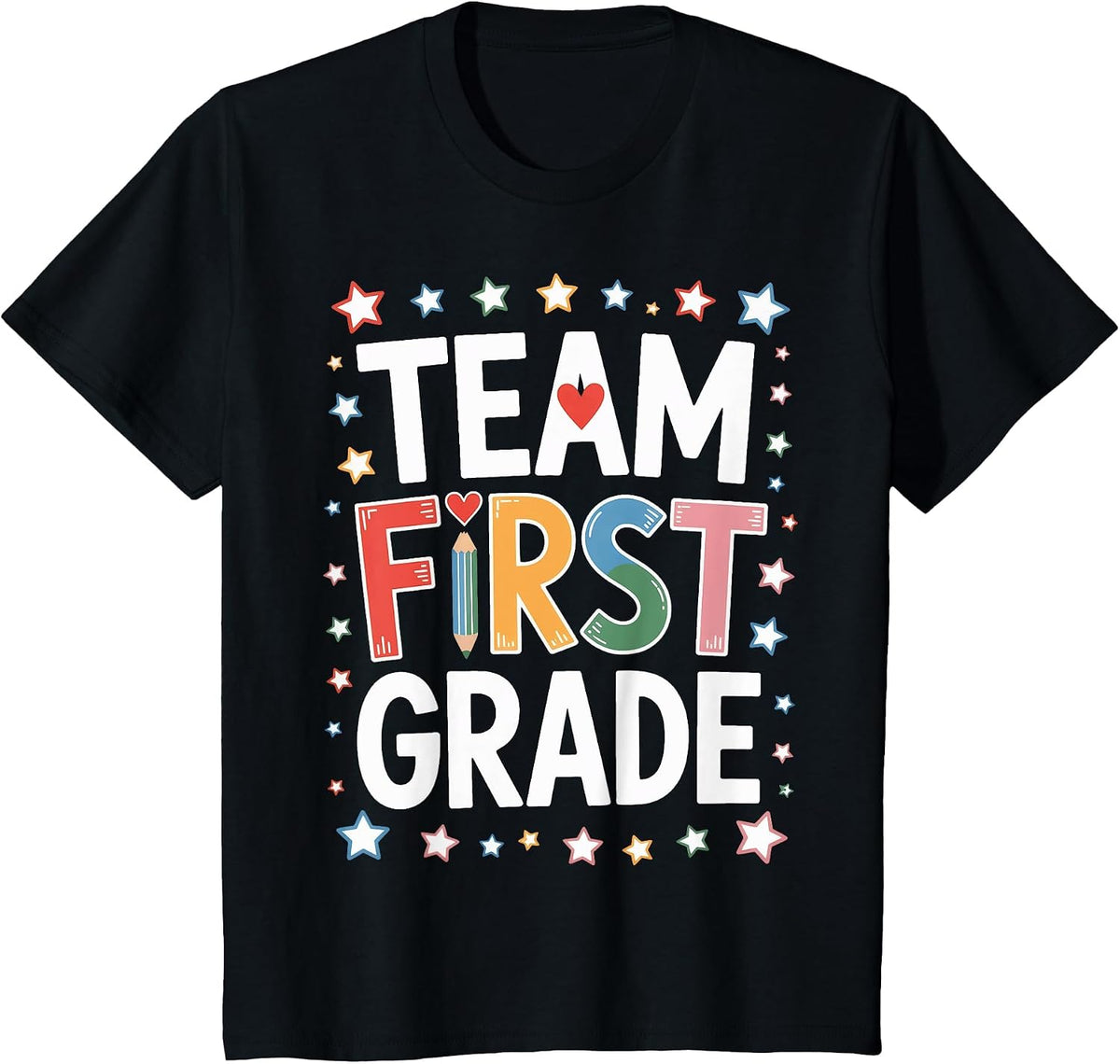 Team First Grade Back to School Teacher Squad T-Shirt - Black