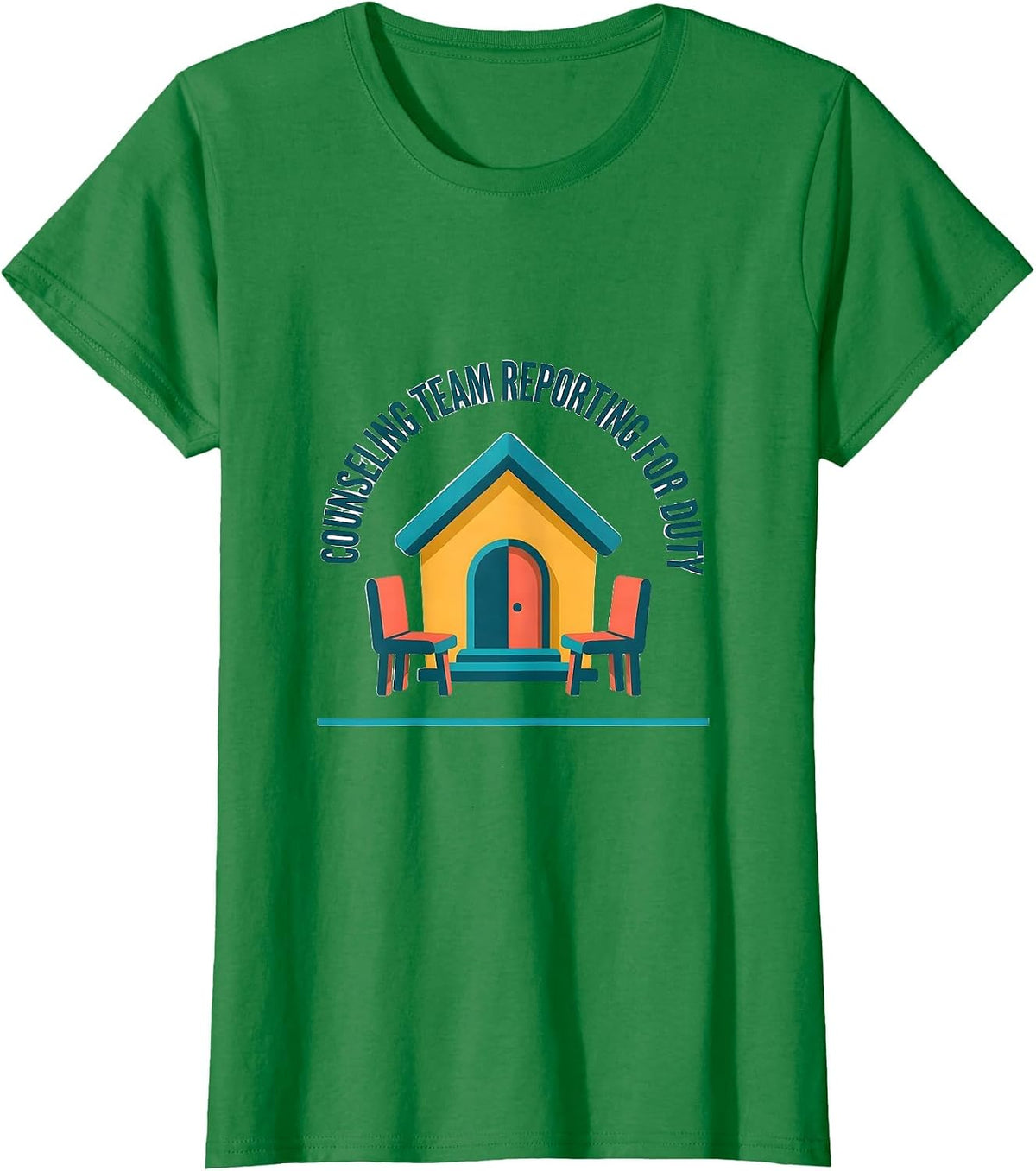 Counseling Team Reporting For Duty Groovy Retro School T-Shirt - Kelly Green