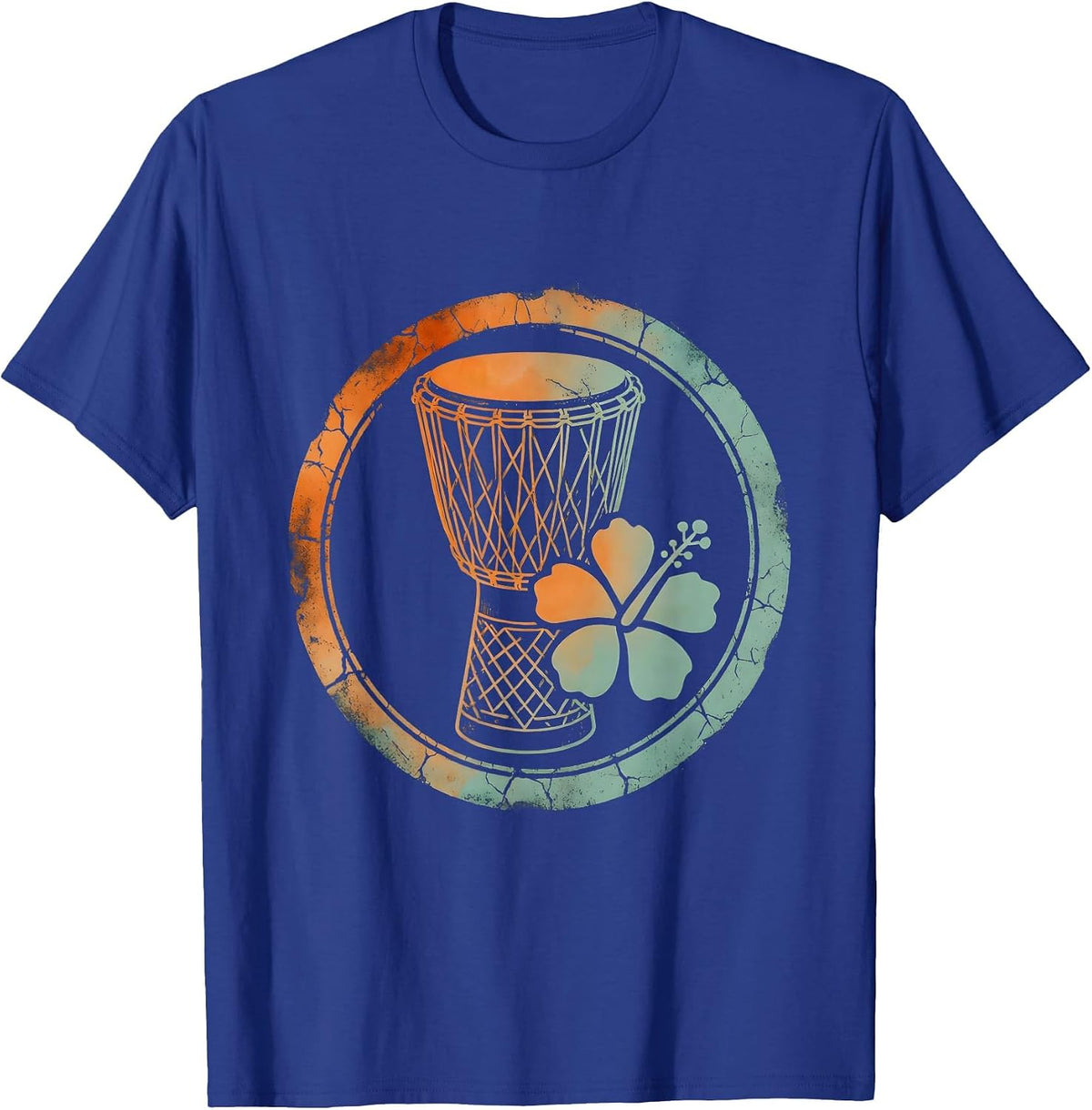Men's Dominican Republic Gagá Drum Illustration T-Shirt - Royal Blue
