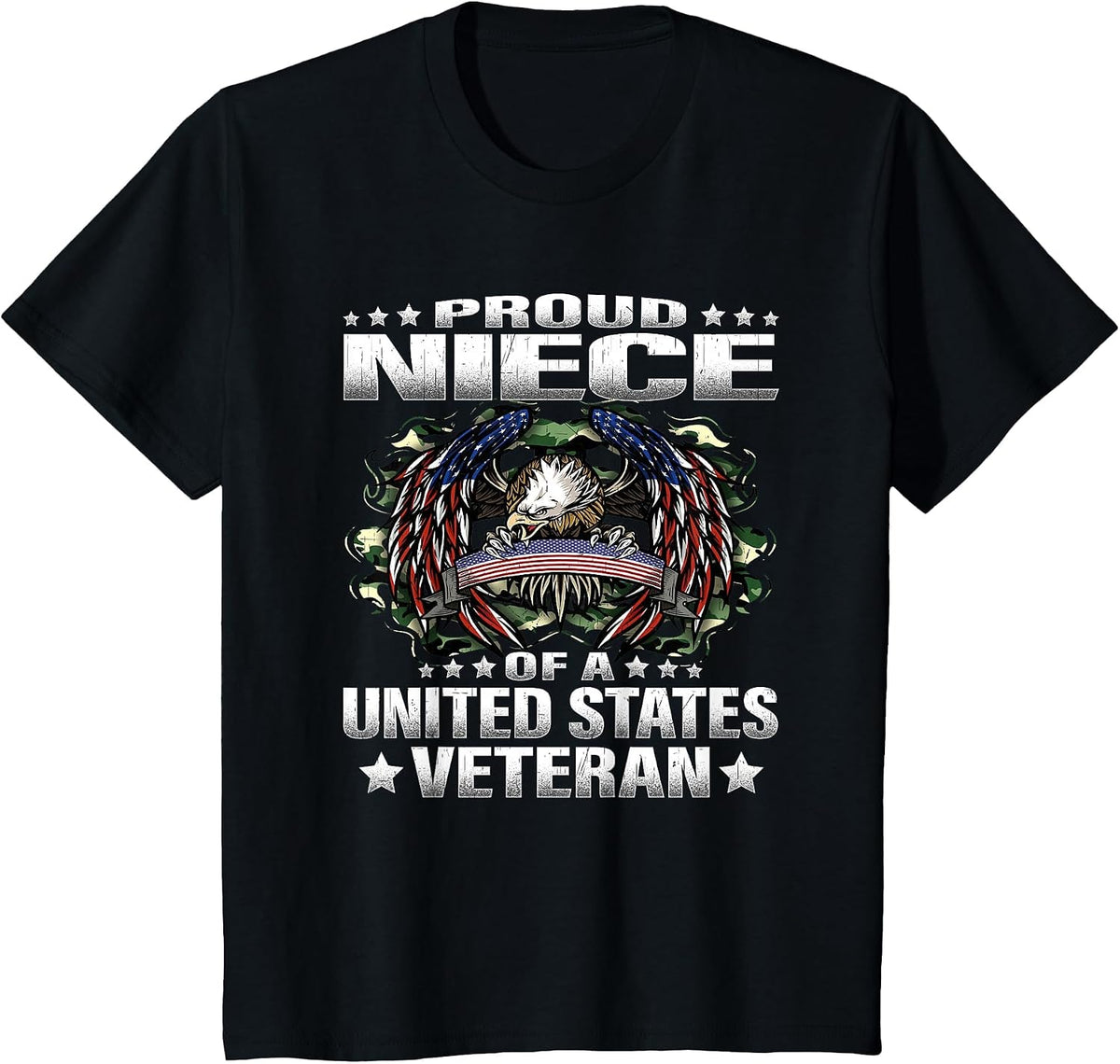 Proud Niece of A United States Veteran Military Vet's Family T-Shirt - Black