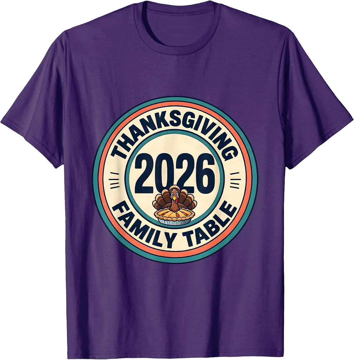 Men's Thanksgiving 2026 Family Table Funny Family Crew Matching T-Shirt - Purple