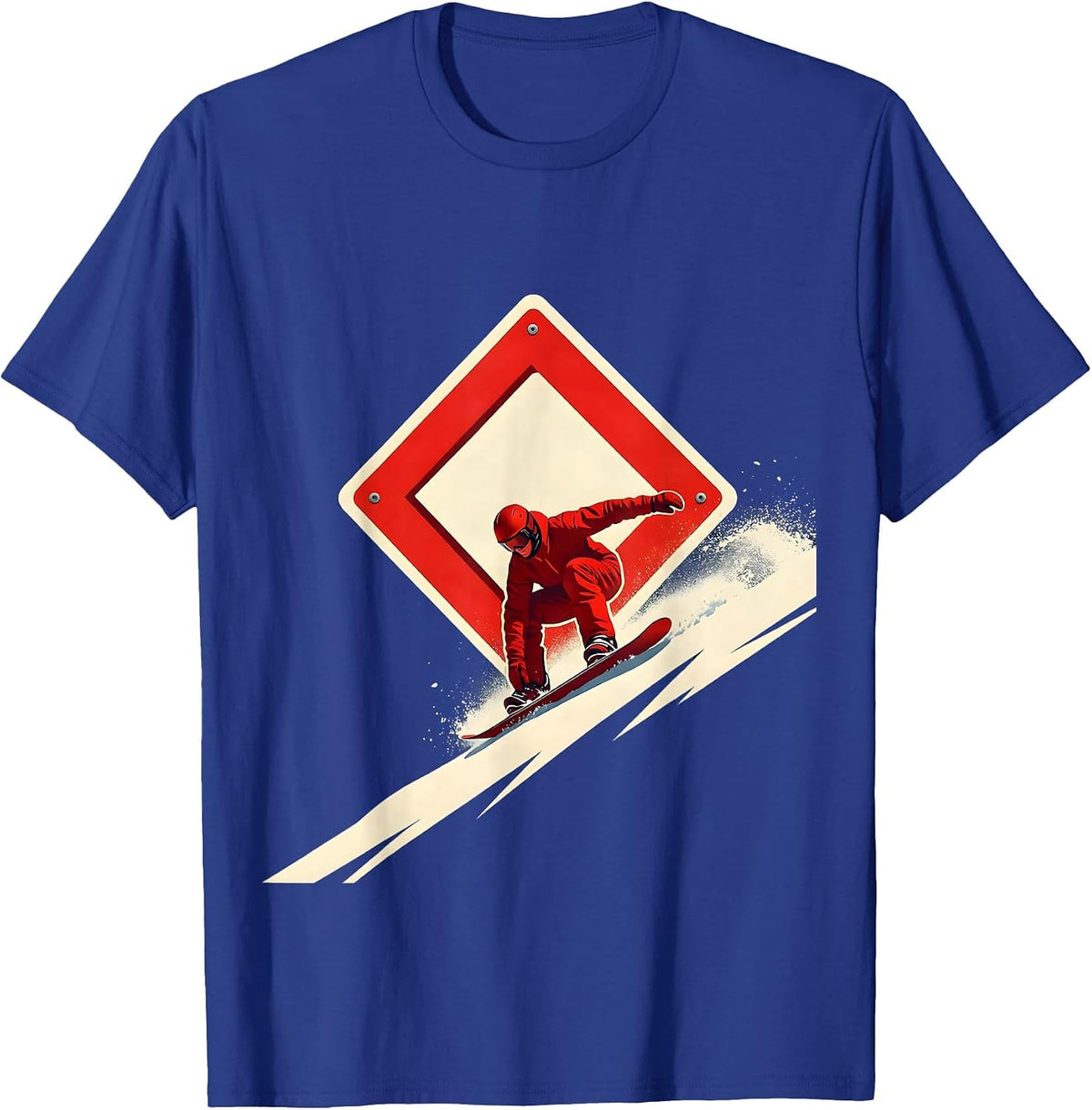 Men's Double Diamond Snowboarder Ski Dad Winter Humor T-Shirt - Royal Blue