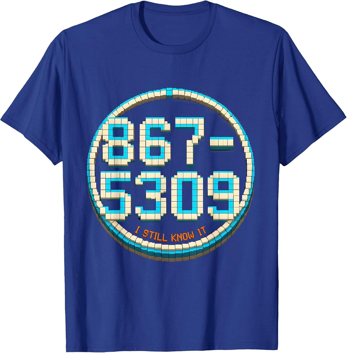 Men's 867-5309 I Still Know It Pixel Art 80s Nostalgia Gen X T-Shirt - Royal Blue