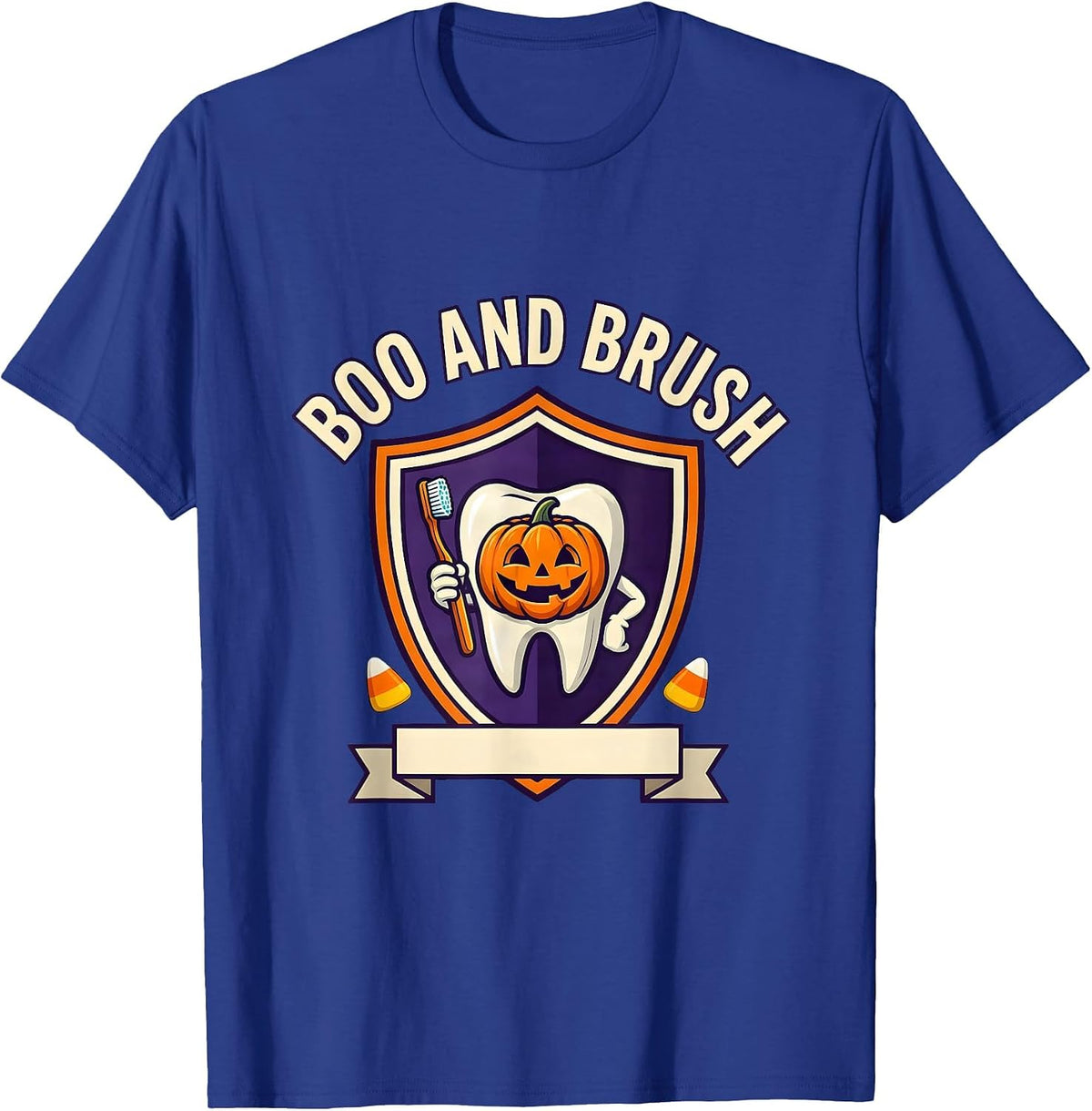 Men's Boo And Brush Dental Humor Halloween Costume Dentist T-Shirt - Royal Blue
