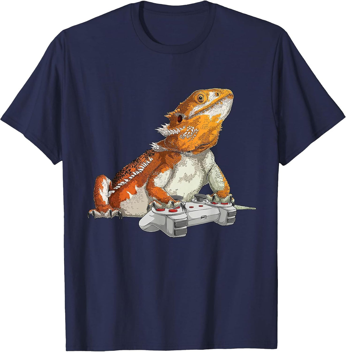 Bearded Dragon Playing Video Games Reptiles Lizard Gamers T-Shirt - Navy Blue