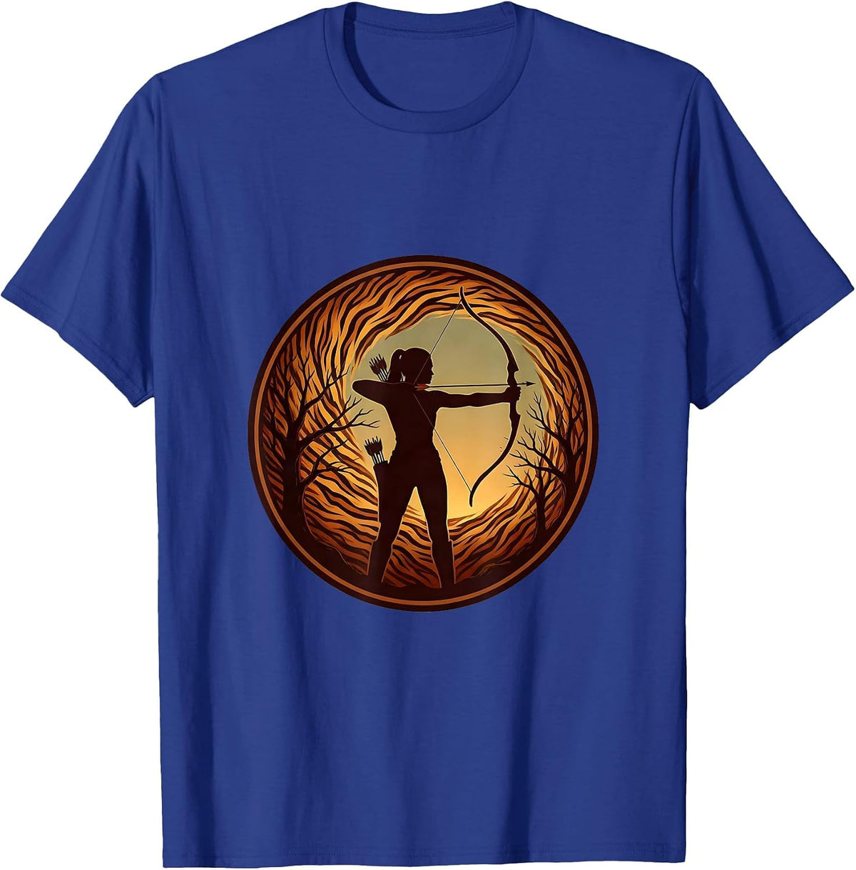 Men's Camo Bow Hunting Silhouette Dusk Design T-Shirt - Royal Blue