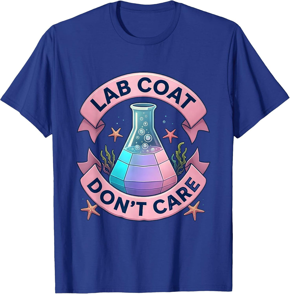 Men's Lab Coat Don't Care Funny Science Teacher Design T-Shirt - Royal Blue