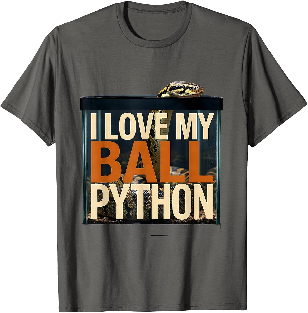 Men's I Love My Ball Python Funny Reptile Lover Pet Owner Gift T-Shirt - Asphalt Grey