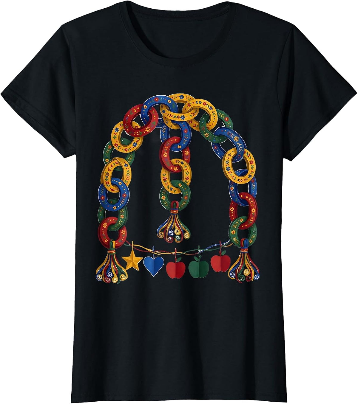 Kindergarten Teacher Construction Paper Chain Garland T-Shirt - Black