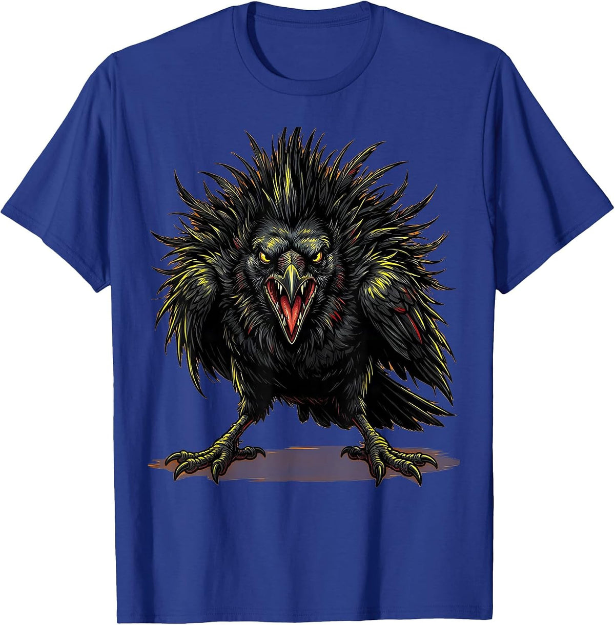 Fawk Off Crow Snarling Ruffled Feathers Design T-Shirt - Royal Blue