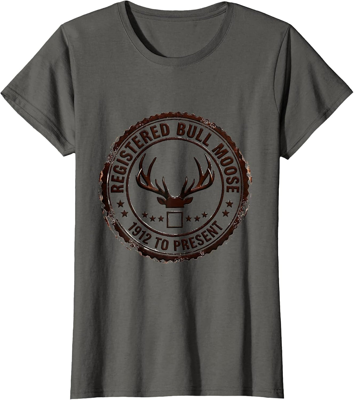 Women's Registered Bull Moose 1912 To Present Political Humor T-Shirt - Asphalt Grey