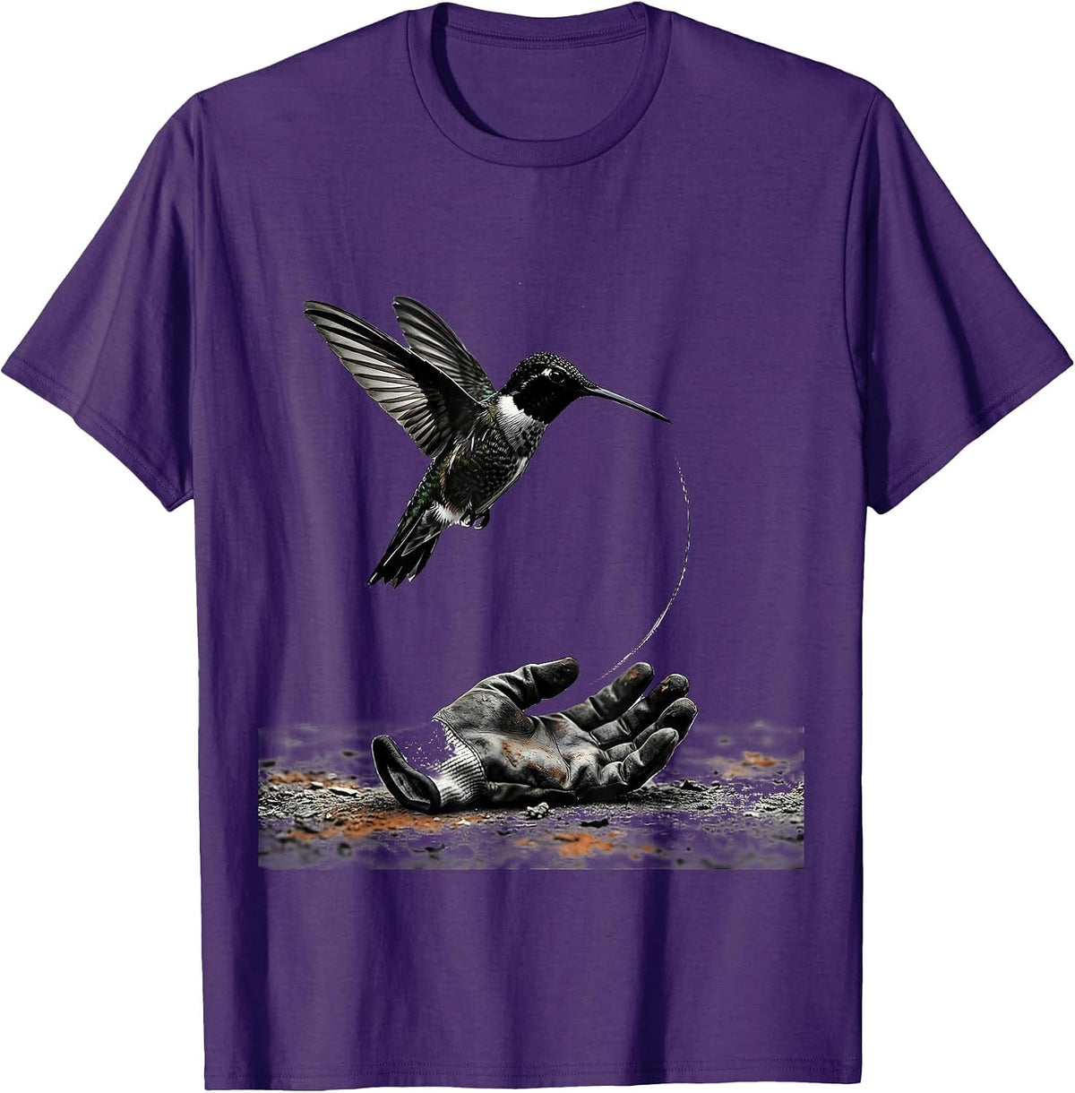 Hummingbird Minimalist Bird Lover Gift T-Shirt - Purple