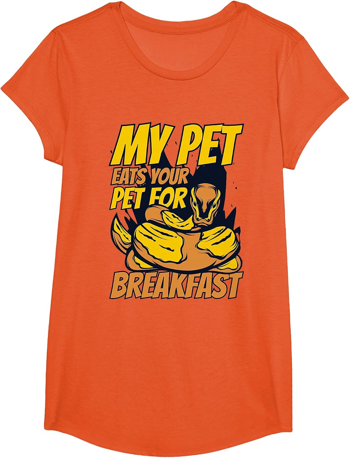 My Pet Eats Your Pet for Breakfast Banana Ball Python T-Shirt - Girls Orange