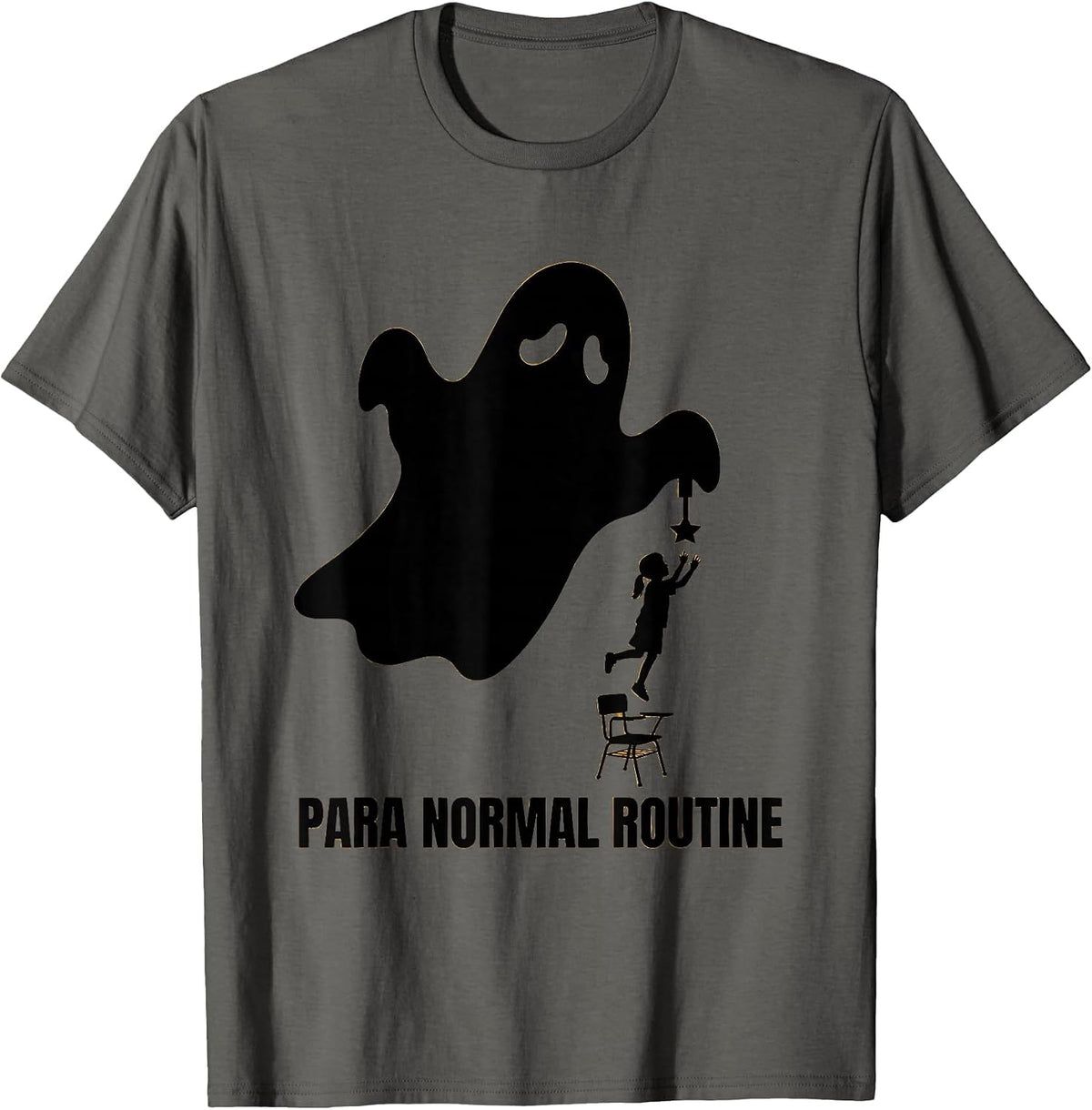 Para Normal Routine Funny Ghost Paraprofessional Halloween T-Shirt - Asphalt Grey