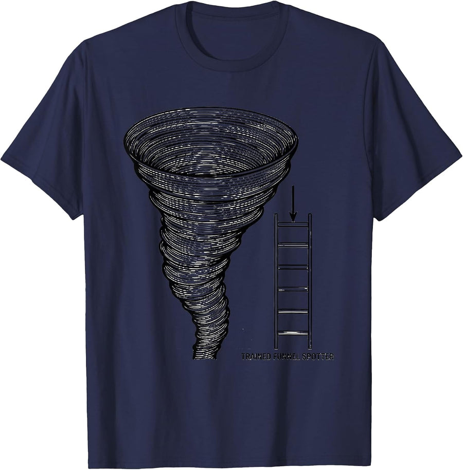 Trained Funnel Spotter Funny Storm Chaser Meteorology Humor T-Shirt - Navy Blue