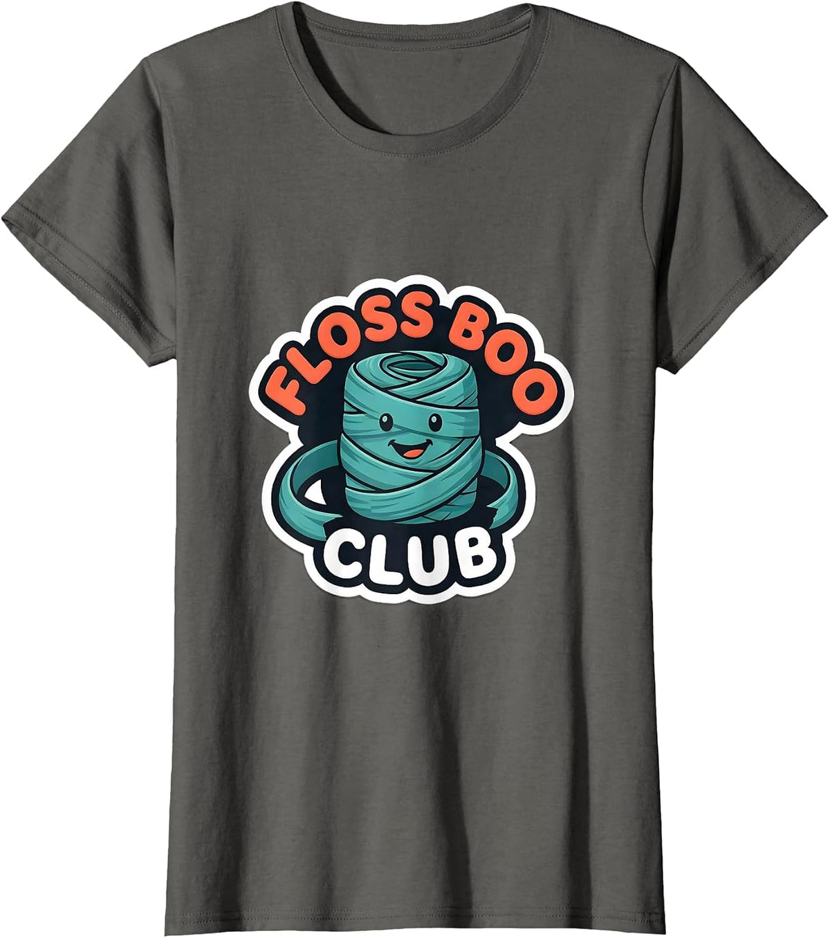 Women's Floss Boo Club Funny Dentist Halloween Dental Costume T-Shirt - Asphalt Grey