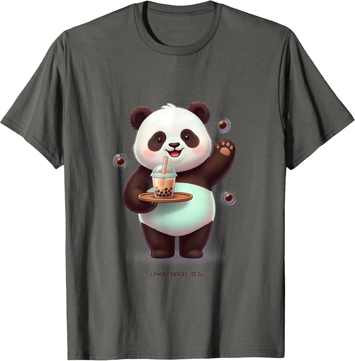 I Pick Bubble Tea Cute Kawaii Panda Boba Tea Lover Gift T-Shirt - Asphalt Grey