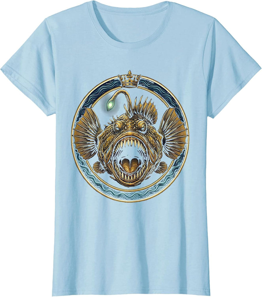Women's Anglerfish Glowing in Gulf of Mexico Depths T-Shirt - Baby Blue