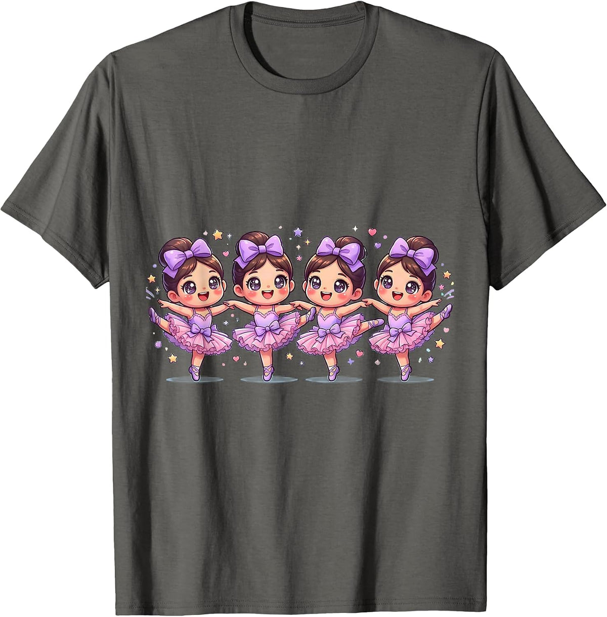 Dance Girls High Kick Line Graphic Tee T-Shirt - Asphalt Grey