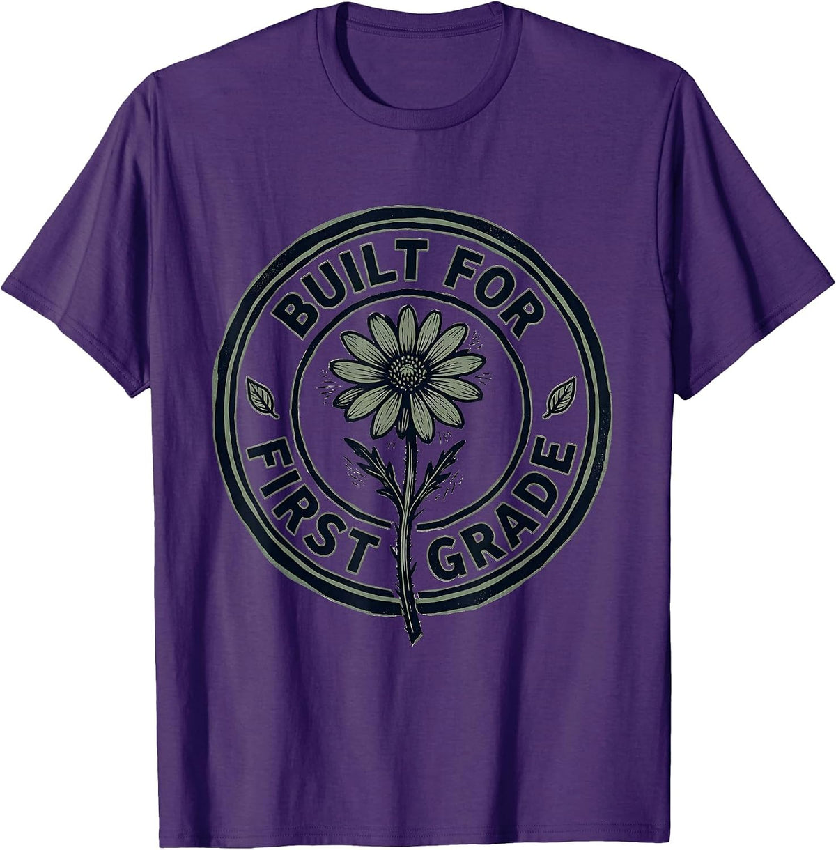 Built For First Grade Vintage Teacher Wildflower T-Shirt - Purple