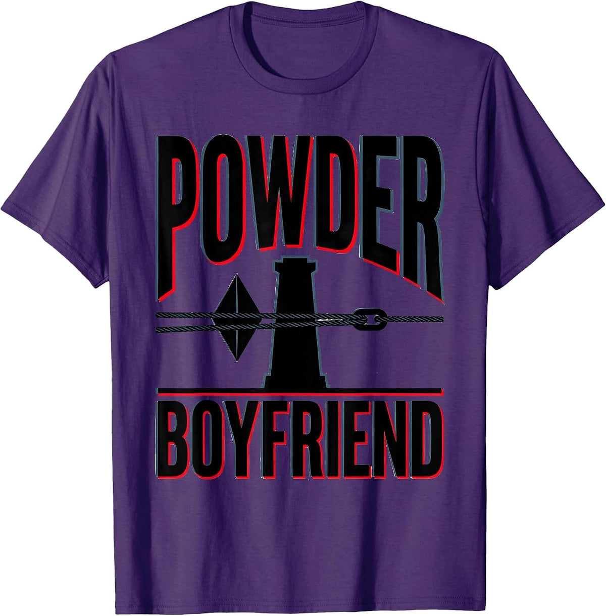 Men's Powder Boyfriend Funny Ski Snowboard Enthusiast Gift T-Shirt - Purple