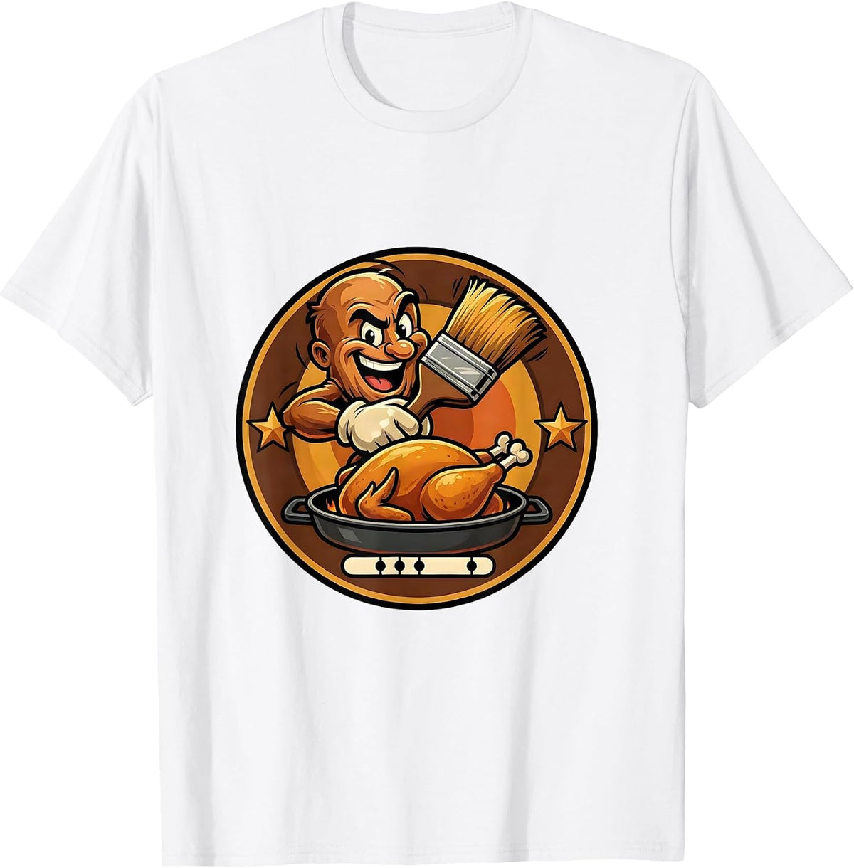 Men's Sealed Turkey Badge Cartoon Thanksgiving Humor T-Shirt - White