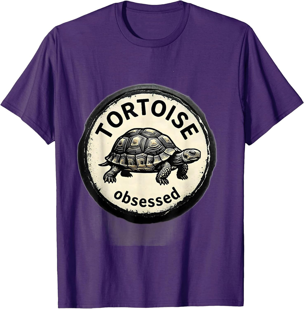 TORTOISE obsessed Rubber Stamp Minimalist Line Art Animal T-Shirt - Purple