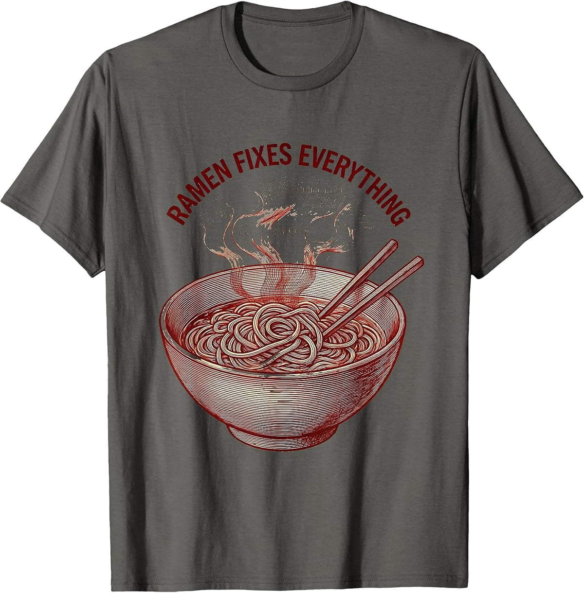 Men's Ramen Fixes Everything Japanese Food Design T-Shirt - Asphalt Grey