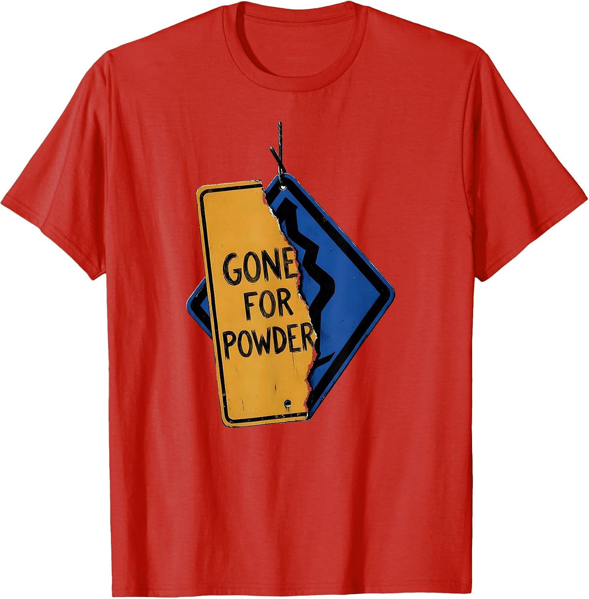 Men's Gone For Powder Funny Ski Snowboarder Gift Ski Dad Humor T-Shirt - Red