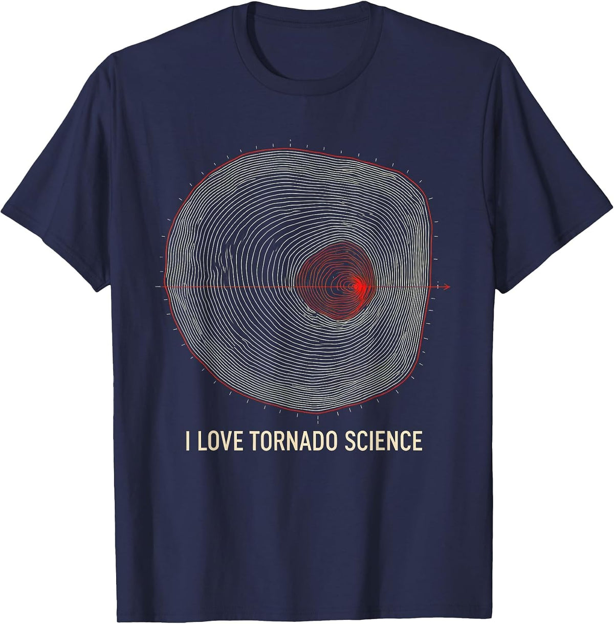 I Love Tornado Science Topographic Contour Storm Chaser T-Shirt - Navy Blue