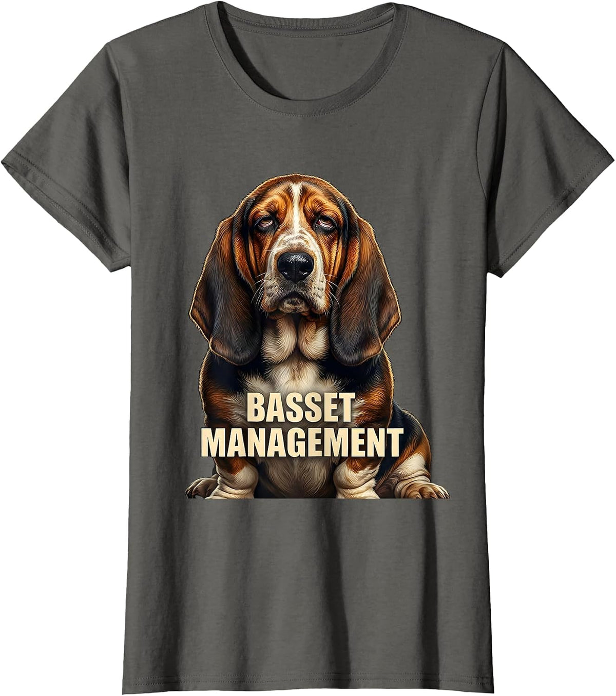 Women's Basset Management Funny Basset Hound Owner Dog Lover Gift T-Shirt - Asphalt Grey