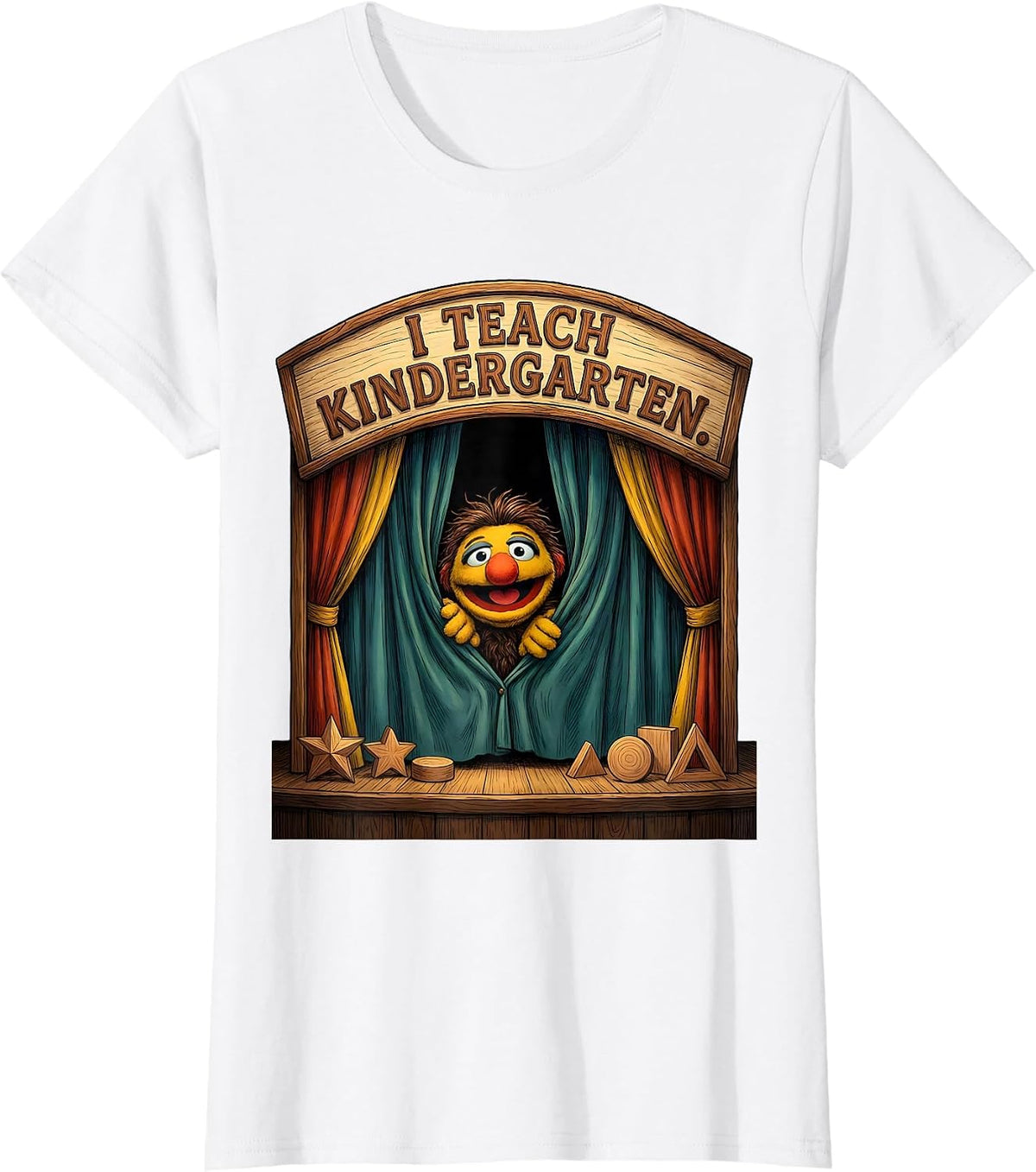 I Teach Kindergarten Cute Kindergarten Teacher Back T-Shirt - White