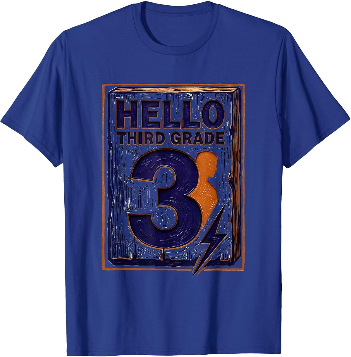 Hello Third Grade Retro Teacher Lightning Bolt T-Shirt - Royal Blue