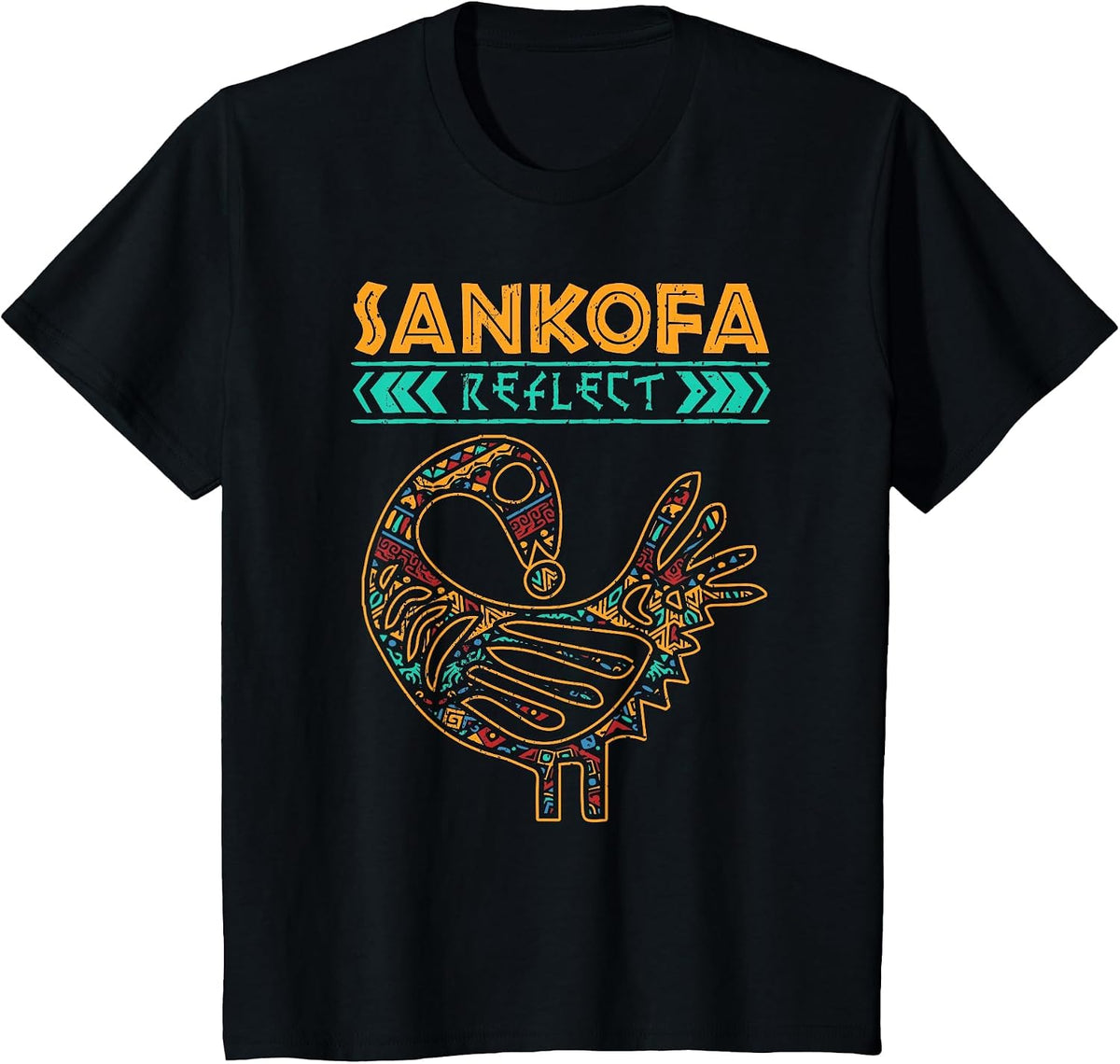 Sankofa Reflect On Akan Symbol African Heritage Wisdom T-Shirt - Black