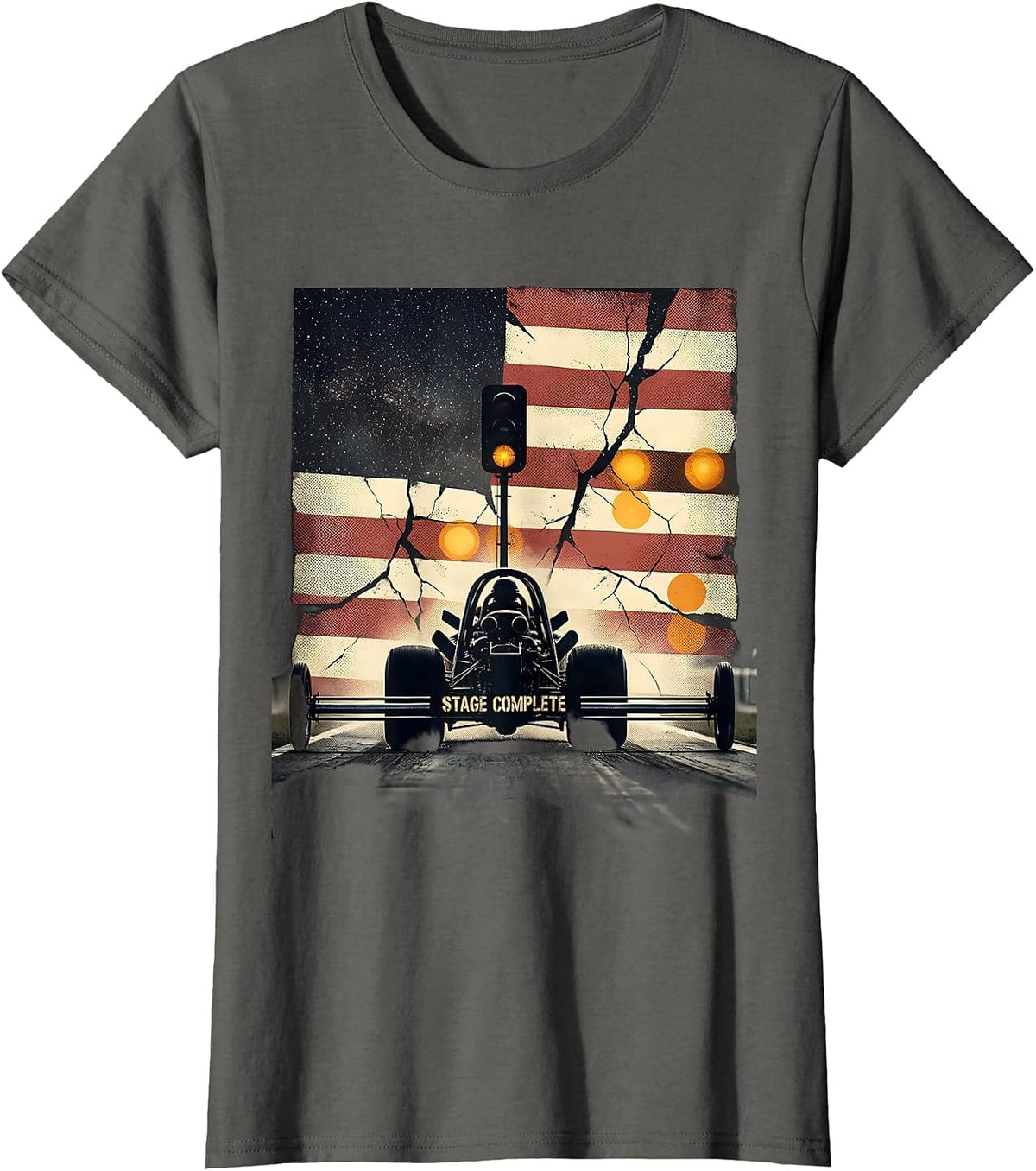Women's Stage Complete Patriotic RC Car Drag Racing Hobbyist Gift T-Shirt - Asphalt Grey