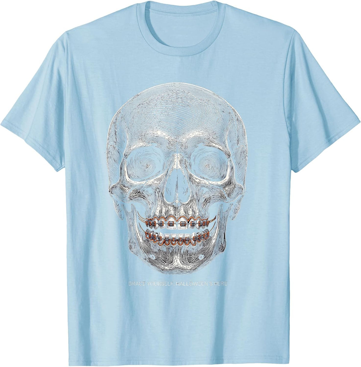 Men's Brace Yourself Halloween Is Here Dental Design T-Shirt - Baby Blue