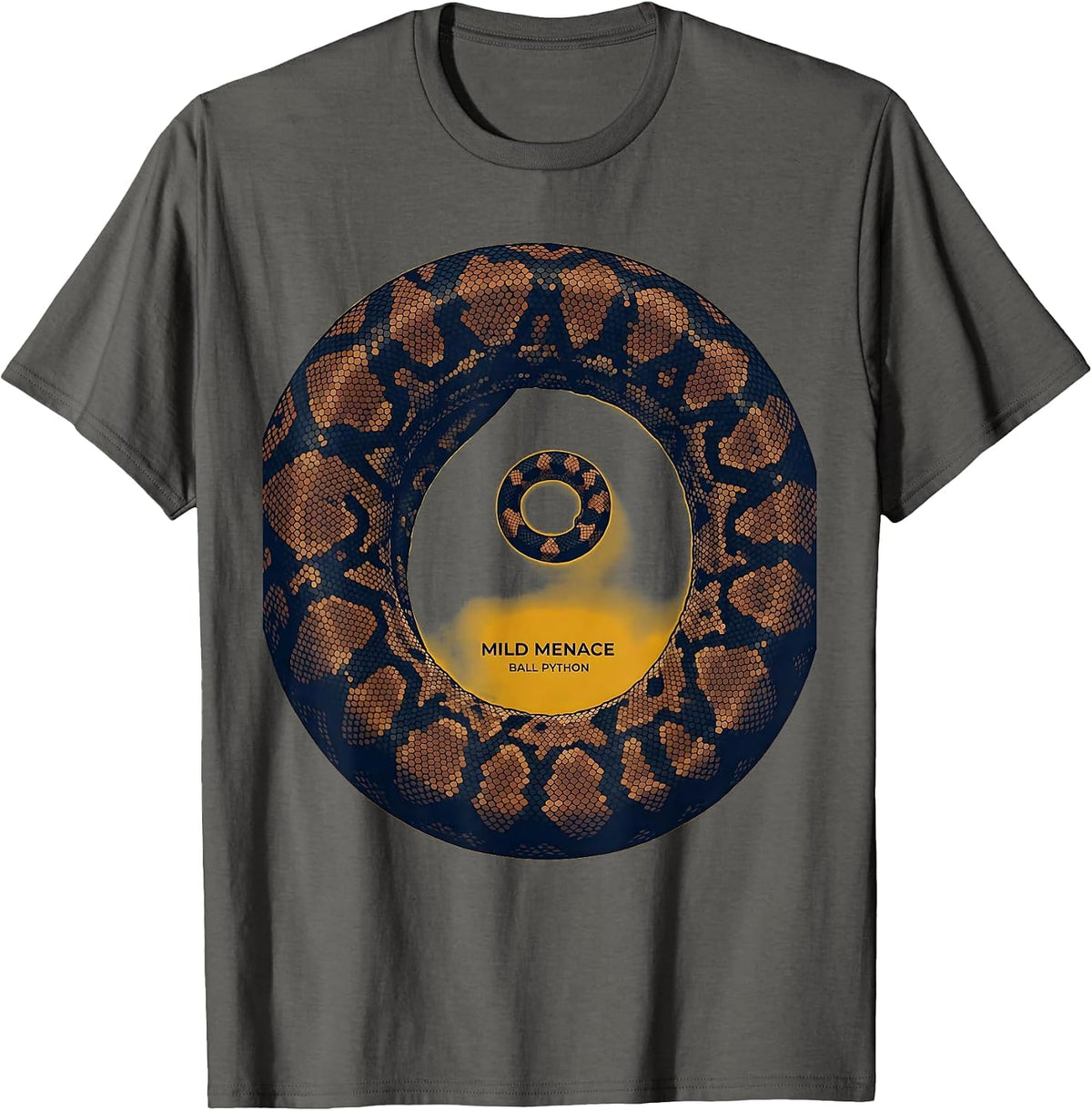 Mild Menace Ball Python Snake Lover Meme Humor T-Shirt - Asphalt Grey