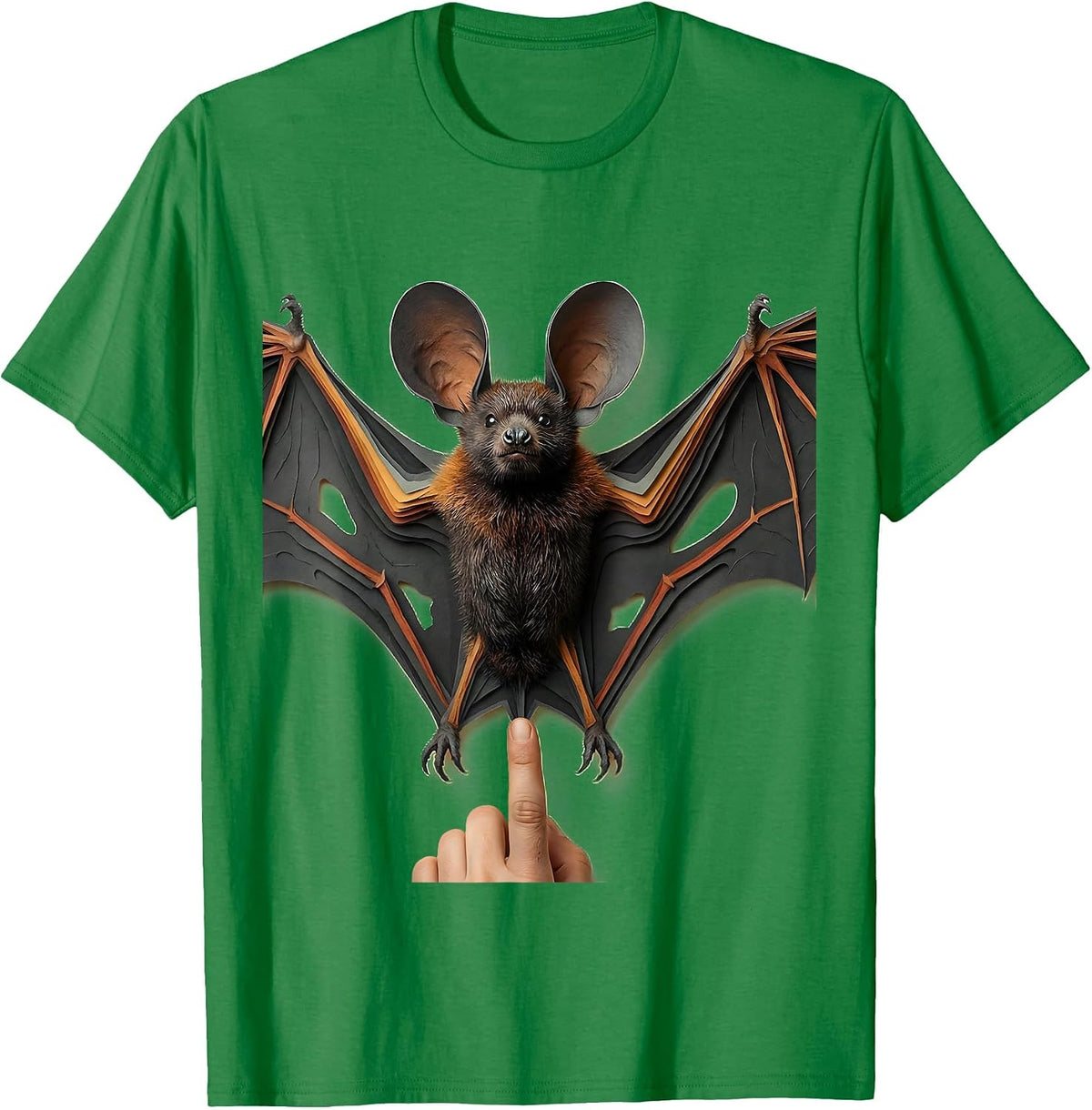 Men's Monumental Bat Paper-Cutout Bat Lover Wildlife Humor T-Shirt - Kelly Green