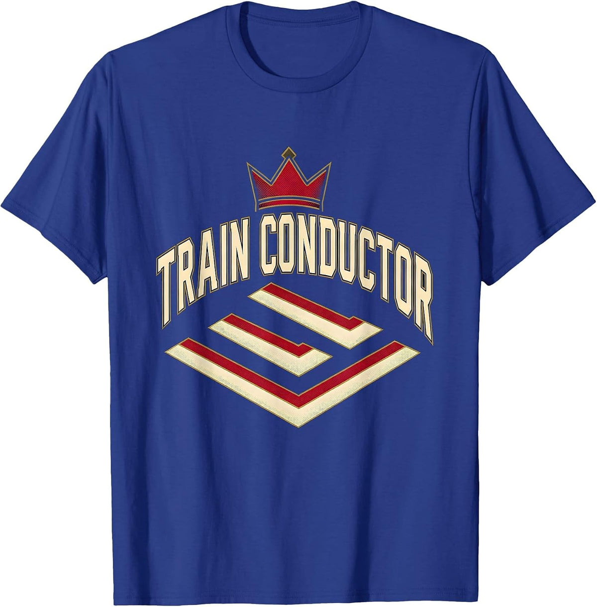 Men's Train Conductor Sports Costume Halloween Party Novelty T-Shirt - Royal Blue