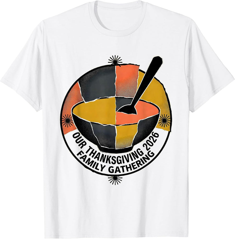 Men's Our Thanksgiving 2026 Family Gathering Midcentury Modern T-Shirt - White