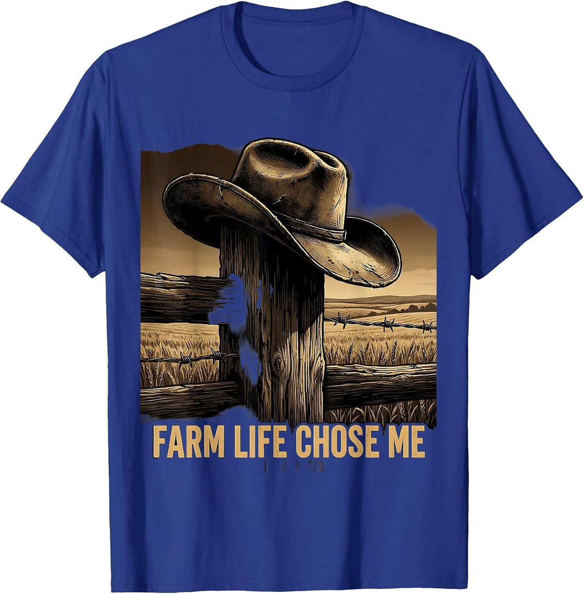 Men's Farm Life Chose Me Country Living Design T-Shirt - Royal Blue