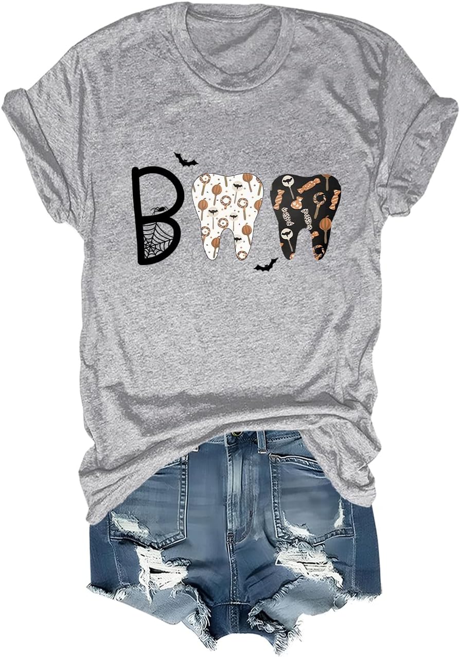 Halloween Dental Shirt Boo Shirt Weird Season Terror Teeth T-Shirt Unisex - Grey